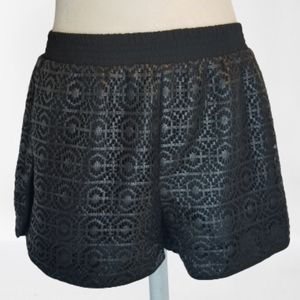 SAM EDELMAN | Faux Leather Black Lace Shorts
